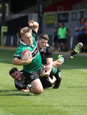 100525 - Seven Sisters v Gwernyfed, Mens Division 4 Cup Final - Dylan Skyrme of Gwernyfed is tackled short of the line