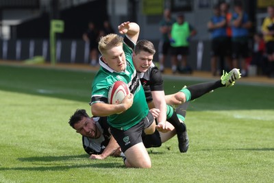 100525 - Seven Sisters v Gwernyfed, Mens Division 4 Cup Final - Dylan Skyrme of Gwernyfed is tackled short of the line