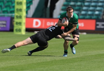 100525 - Seven Sisters v Gwernyfed, Mens Division 4 Cup Final - Will Eckley of Gwernyfed is tackled by Mike Smith of Seven Sisters