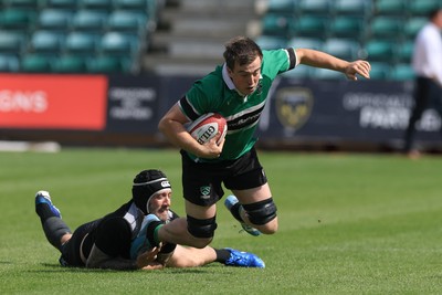 100525 - Seven Sisters v Gwernyfed, Mens Division 4 Cup Final - Will Eckley of Gwernyfed is tackled by Mike Smith of Seven Sisters