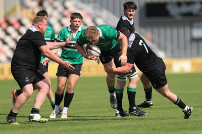100525 - Seven Sisters v Gwernyfed, Mens Division 4 Cup Final - Gethin Davies of Gwernyfed is tackled by Connor Thomas of Seven Sisters