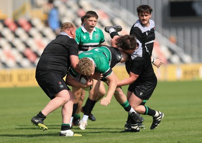 100525 - Seven Sisters v Gwernyfed, Mens Division 4 Cup Final - Gethin Davies of Gwernyfed is tackled by Connor Thomas of Seven Sisters