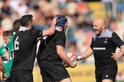 100525 - Seven Sisters v Gwernyfed, Mens Division 4 Cup Final - Team mates celebrate with Craig Kendall of Seven Sisters  after he races in to score try