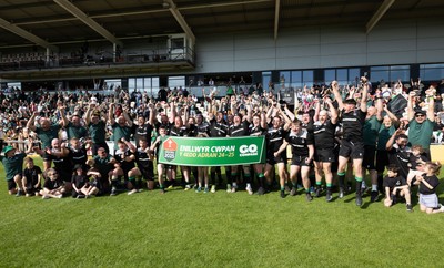 100525 - Seven Sisters v Gwernyfed, Mens Division 4 Cup Final - Seven Sisters celebrate as they lift the Division 4 trophy after beating Seven Sisters in the Final