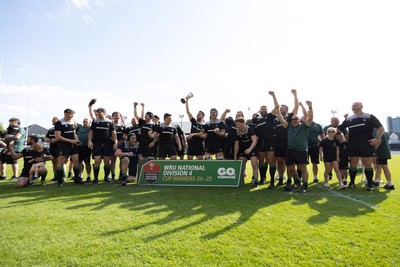 100525 - Seven Sisters v Gwernyfed, Mens Division 4 Cup Final - Seven Sisters celebrate as they lift the Division 4 trophy after beating Seven Sisters in the Final