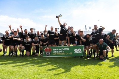 100525 - Seven Sisters v Gwernyfed, Mens Division 4 Cup Final - Seven Sisters celebrate as they lift the Division 4 trophy after beating Seven Sisters in the Final