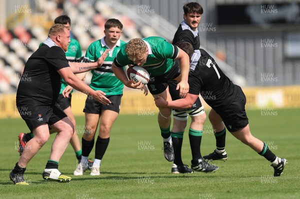 100525 - Seven Sisters v Gwernyfed, Mens Division 4 Cup Final - Gethin Davies of Gwernyfed is tackled by Connor Thomas of Seven Sisters