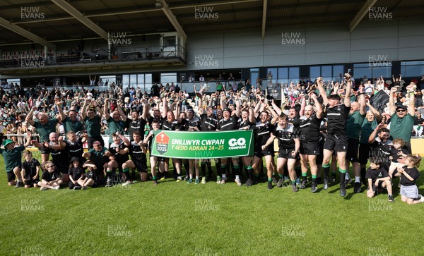 100525 - Seven Sisters v Gwernyfed, Mens Division 4 Cup Final - Seven Sisters celebrate as they lift the Division 4 trophy after beating Seven Sisters in the Final