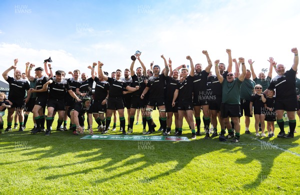 100525 - Seven Sisters v Gwernyfed, Mens Division 4 Cup Final - Seven Sisters celebrate as they lift the Division 4 trophy after beating Seven Sisters in the Final