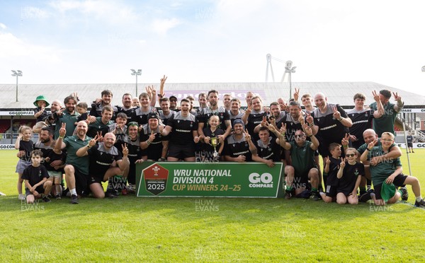 100525 - Seven Sisters v Gwernyfed, Mens Division 4 Cup Final - Seven Sisters celebrate as they lift the Division 4 trophy after beating Seven Sisters in the Final