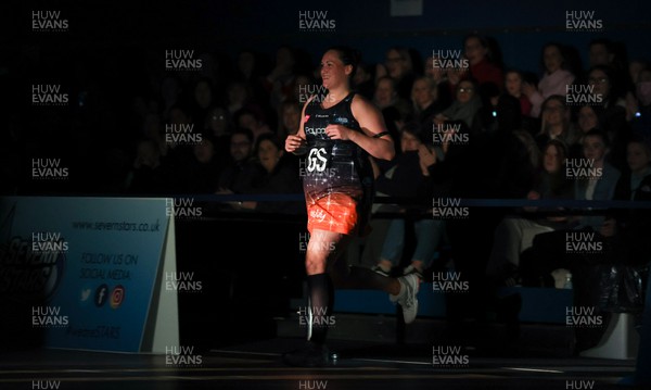 260222 - Severn Stars v Team Bath Netball, Vitality Netball Superleague 2022 - Catherine Tuivaiti of Severn Stars makes her way onto the court at the Oxtalls Arena for the start of the match