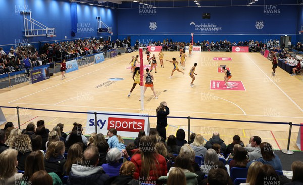 260222 - Severn Stars v Team Bath Netball, Vitality Netball Superleague 2022 -A general view of the action at the Oxtalls Arena during the match between Severn Stars and Team Bath Netball