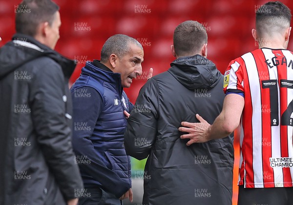 150423 - Sheffield United v Cardiff City - Sky Bet Championship - Manager Sabri Lamouchi of Cardiff makes a point to 4th official