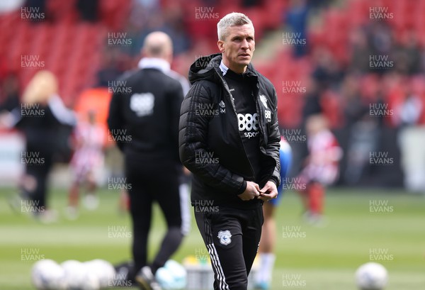 230422 - Sheffield United v Cardiff City - Sky Bet Championship - Manager Steve Morison of Cardiff at warm up