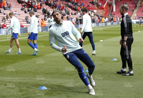 230422 - Sheffield United v Cardiff City - Sky Bet Championship - Aden Flint of Cardiff warms up