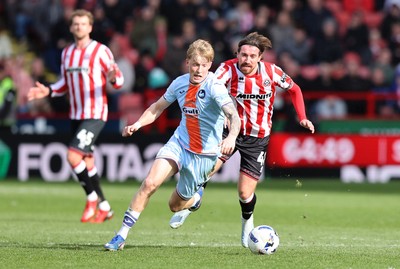 030426 - Sheffield United v Swansea City - Sky Bet Championship - Melker Widell of Swansea and Joe Rothwell of Sheffield United