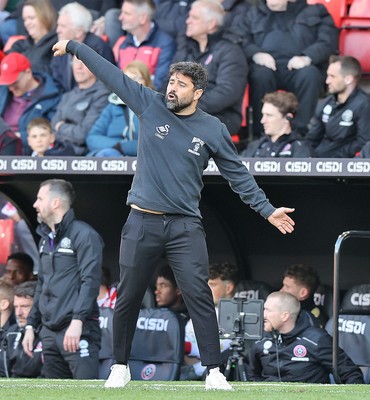 030426 - Sheffield United v Swansea City - Sky Bet Championship - Swansea manager Vitor Matos gives instruction to his players