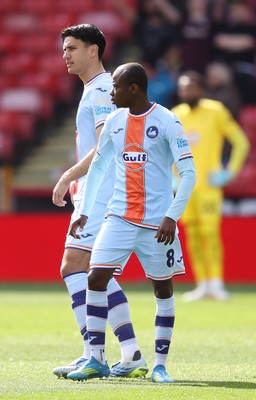030426 - Sheffield United v Swansea City - Sky Bet Championship - Malick Yalcouye of Swansea and Marko Stamenic of Swansea