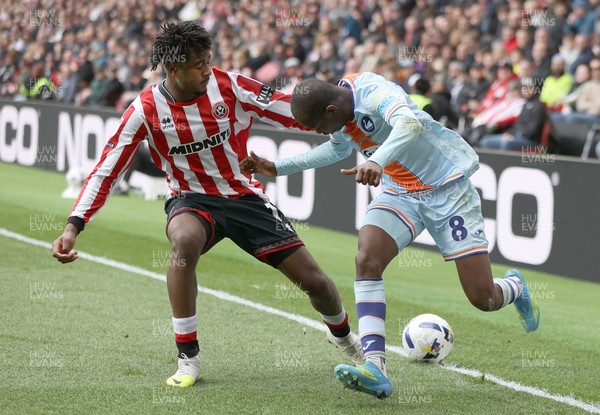 030426 - Sheffield United v Swansea City - Sky Bet Championship - Malick Yalcouye of Swansea and Andre Brooks of Sheffield Utd