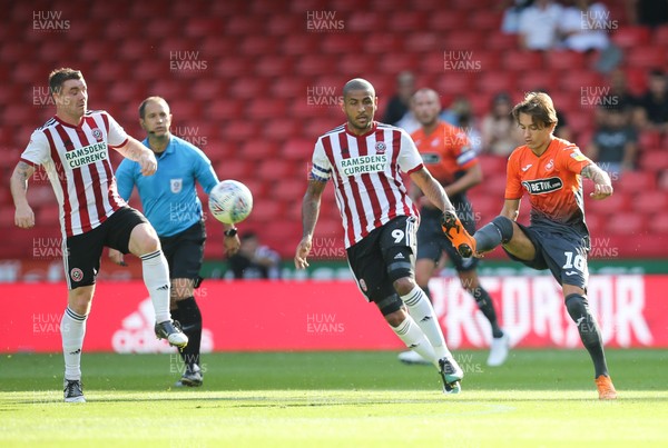 040818 - Sheffield United v Swansea City, Sky Bet Championship - Bersant Celina of Swansea City plays the ball forward