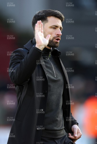 190222 - Sheffield United v Swansea City - Sky Bet Championship - Head Coach Russell Martin  of Swansea acknowledges his fans after losing 4-0 to Sheff Utd