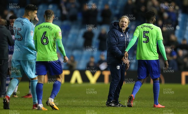200118 - Sheffield Wednesday v Cardiff City - Sky Bet Championship -  Manager Neil Warnock of Cardiff greets Neil Etheridge, Joe Bennett and Jazz Richards of Cardiff at the end of the match