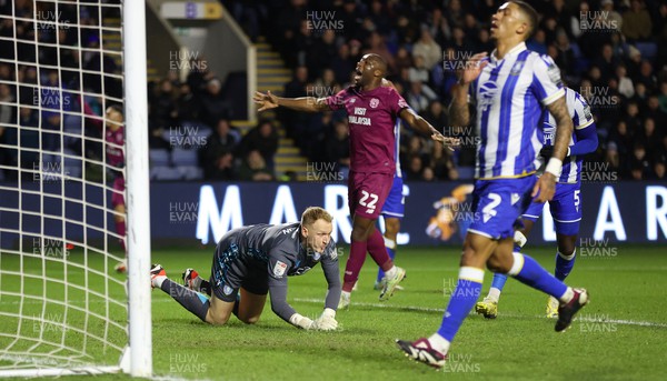 231223 - Sheffield Wednesday v Cardiff City - Sky Bet Championship - Yakou Meite of Cardiff cele on goal scored by Karlan Grant of Cardiff