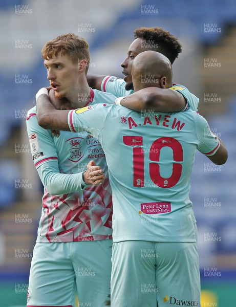 130421 - Sheffield Wednesday v Swansea City - Sky Bet Championship - Jamal Lowe of Swansea celebrates scoring the 1st goal of the match with Andre Ayew of Swansea and Jay Fulton of Swansea