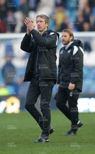 230219 - Sheffield Wednesday v Swansea City - Sky Bet Championship - Manager Graham Potter  of Swansea applauds the fans at the end of the game 