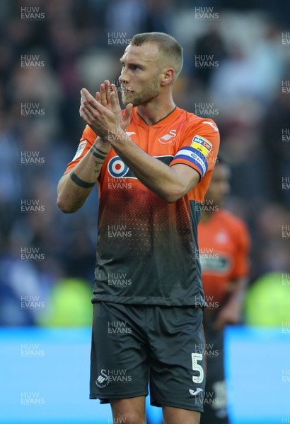 230219 - Sheffield Wednesday v Swansea City - Sky Bet Championship - Mike Van der Hoorn  of Swansea applauds the fans at the end of the game 