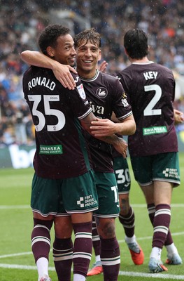 300825 - Sheffield Wednesday v Swansea City - Sky Bet Championship - Ronald of Swansea celebrates scoring their 2nd goal with Goncalo Franco of Swansea 