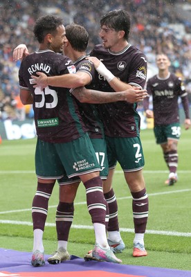 300825 - Sheffield Wednesday v Swansea City - Sky Bet Championship - Ronald of Swansea celebrates scoring their 2nd goal with Goncalo Franco of Swansea and Joshua Key of Swansea