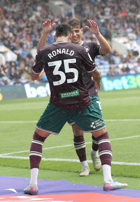 300825 - Sheffield Wednesday v Swansea City - Sky Bet Championship - Ronald of Swansea celebrates scoring the 2nd goal with Goncalo Franco of Swansea