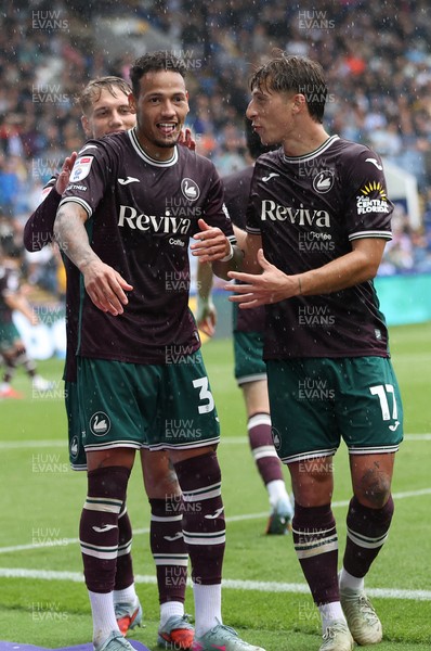 300825 - Sheffield Wednesday v Swansea City - Sky Bet Championship - Ronald of Swansea celebrates scoring their 2nd goal with Goncalo Franco of Swansea 