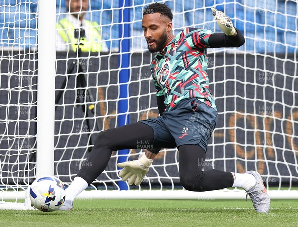300825 - Sheffield Wednesday v Swansea City - Sky Bet Championship - Lawrence Vigouroux of Swansea warms up before the match