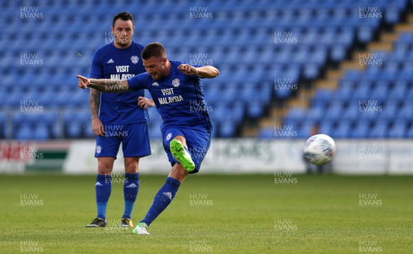 250717 - Shrewsbury Town v Cardiff City - Pre Season Friendly - Anthony Pilkington of Cardiff City takes a free kick