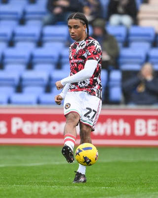 151125 - Shrewsbury Town v Newport County - Sky Bet League 2 - Moses Alexander-Walker of Newport County during the pre-game warmup