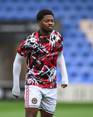 151125 - Shrewsbury Town v Newport County - Sky Bet League 2 - Bobby Kamwa of Newport County during the pre-game warmup