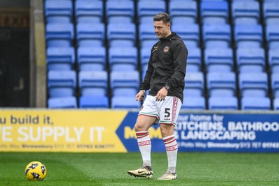 151125 - Shrewsbury Town v Newport County - Sky Bet League 2 - James Clarke of Newport County during the pre-game warmup