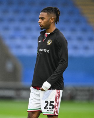 151125 - Shrewsbury Town v Newport County - Sky Bet League 2 - Akinwale Odimayo of Newport County during the pre-game warmup
