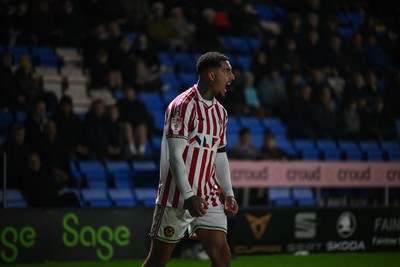 151125 - Shrewsbury Town v Newport County - Sky Bet League 2 - Courtney Baker-Richardson of Newport County reacts to Referee Elliott Swallow decision