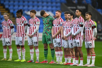 151125 - Shrewsbury Town v Newport County - Sky Bet League 2 - Newport County during the minutes silence for the remembrance game