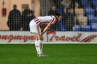151125 - Shrewsbury Town v Newport County - Sky Bet League 2 - Ciaran Brennan of Newport County is dejected at the final whistle
