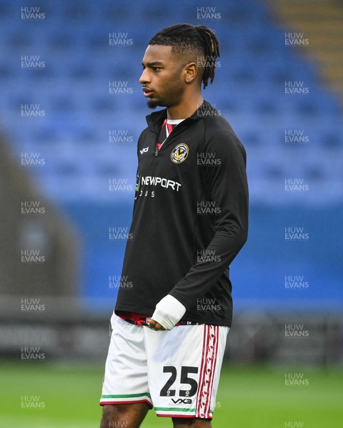 151125 - Shrewsbury Town v Newport County - Sky Bet League 2 - Akinwale Odimayo of Newport County during the pre-game warmup
