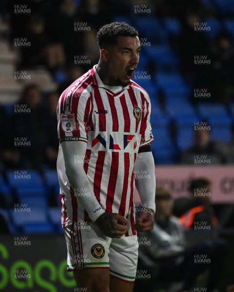 151125 - Shrewsbury Town v Newport County - Sky Bet League 2 - Courtney Baker-Richardson of Newport County reacts to Referee Elliott Swallow decision
