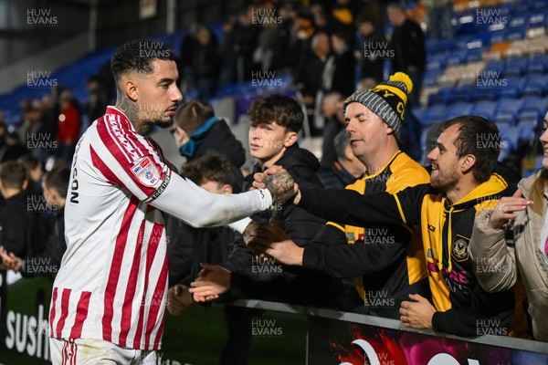 151125 - Shrewsbury Town v Newport County - Sky Bet League 2 - Courtney Baker-Richardson of Newport County speak to the fans after the game