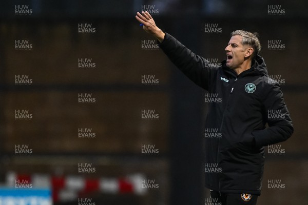 151125 - Shrewsbury Town v Newport County - Sky Bet League 2 - David Hughes Manager of Newport County gives his team instructions