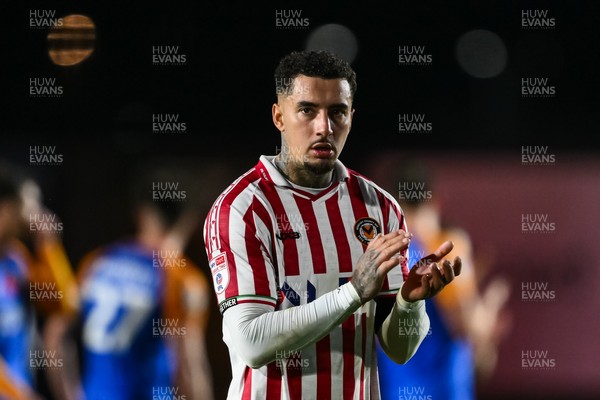 151125 - Shrewsbury Town v Newport County - Sky Bet League 2 - Courtney Baker-Richardson of Newport County applauds the fans at the end of the game