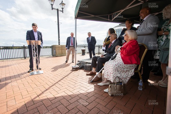 050925 - The Rugby Code Breaker statue in Cardiff Bay has had a new name plaque after William ‘Billy’ Boston has received his knighthood - 