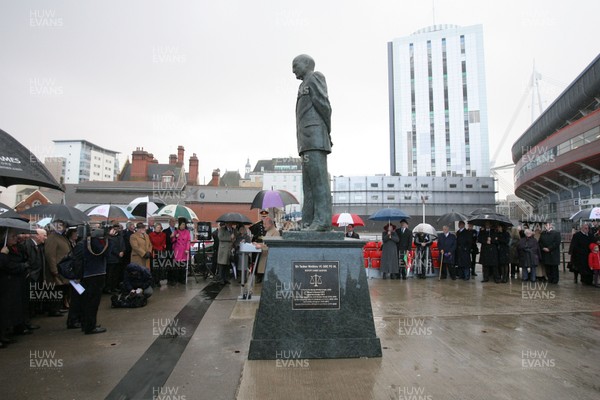 15.11.09 Sir Tasker Watkins Statue... The statue of   Sir Tasker Watkins is unveiled at the entrance to the Millennium Stadium in Cardiff. 